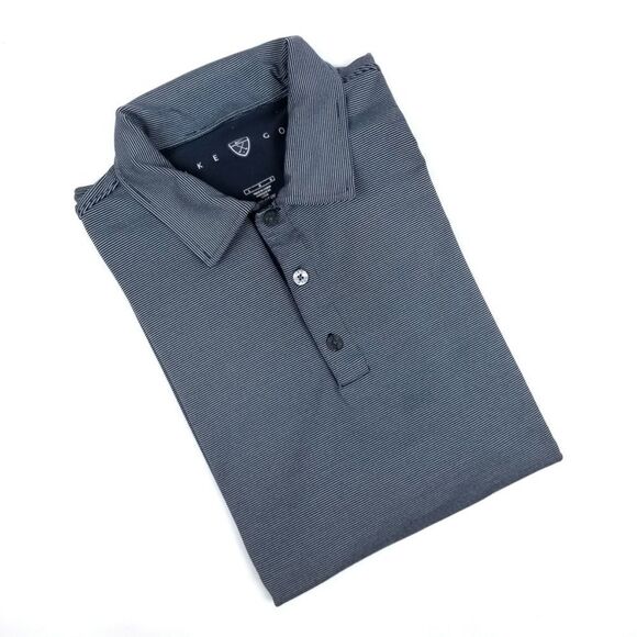 Nike Golf Blue DRI-FIT UV Striped Active Stretch Tech Polo Shirt Mens large - Picture 1 of 7